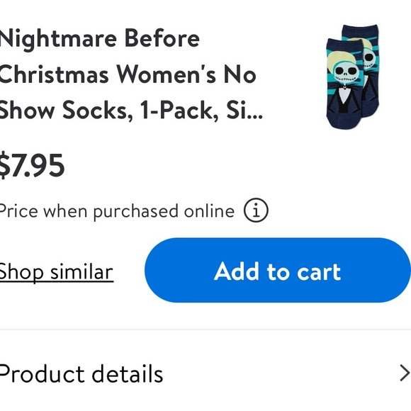 Disney Jack Skellington No Show Socks‎ Shoe Size 4-10 - 4 Pairs - New - Picture 6 of 6